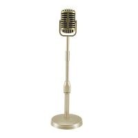 ราคา Vintage Desktop Microphone Prop Model with Adjustable Height Classic Retro Style Microphone Stand Fake Mic Prop (19692209302)
