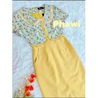 ราคา ชุดเดรสทำงาน ป้ายPhawi มือ1 สีเหลือง s (23027062261)