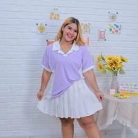 ราคา A182 เสื้อคอปกทูโทนพรางหุ่น สาวอวบ ไซส์ใหญ่ เนื้อผ้าร่อง เสื้อโปโลสาวอวบ เสื้อคอปกสาวอวบ เสื้อยืดสาวอวบ (22561164853)