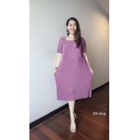 ราคา New Collection b264 แฟชั่นชุดเดรสอัดพลีท พรีเมียมทรงเอสีพื้นโทนสีสุภาพใส่ทำงานหรือออกงานได้ เรียบหรูดูแพง แฟชั่นสาวอวบ (21586209558)