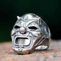 ราคา 2023 Mens Flowers Skull Mask Ring Gothic 316L Stainless Steel Anel Motorcycle Band jewellery Party Halloween Gift free shipping (22726602229)