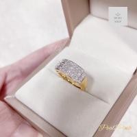 ราคา แหวนเพชรแถวสามแถวบ่าข้างฝังเพชรสามเม็ด ขนาดฟรีไซค์ สวยหรู (21535037438)