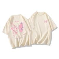 ราคา COD กรุงเทพจัดส่งสินค้า BOOM Shop T shirtผีเสื้อสีชมพูสวยพิมพ์เสื้อยืดแขนสั้นหลวม เสื้อ oversize (22100062964)