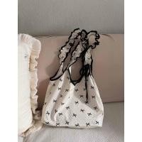 ราคา Mu Buman Canvas Underarm Bag with Rabbit Rabbit Knot Bow and Lace Detailing Sweet Girl Friendly Commuter Satchel (22702454476)