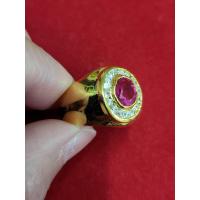 ราคา แหวนพลอยทับทิมโรสซี่6 8ล้อมเพชรเกสรชุบทอง (19386873833)