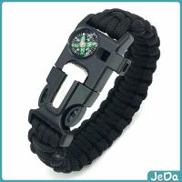 ราคา JeDa เชือกรัดข้อมือ สายรัดข้อมือสีเขียว สำหรับเดินป่า มีด นกหวีด แท่งจุดไฟ เชือก เข็มทิศ 5in1 Outdoor Accessories (22368924543)