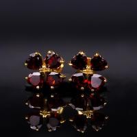 ราคา ต่างหูพลอยโกเมน Garnet สีแดง ตัวเรือนเงินแท้ 92 5 ชุบทองคำ สินค้ามีใบรับประกัน (21407288177)