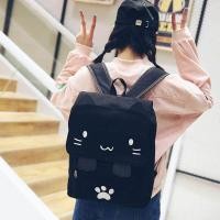 ราคา fashion Cute Cat Embroidery Canvas Student bag Cartoons Women Backpack Leisure School bag (18901804186)
