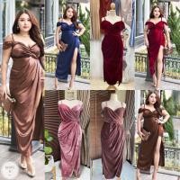 ราคา BN951 ราคา 559 บาท ชุดราตรี สาวพลัสไซส์ สาวอวบ ผ้ากำมะหยี่ยืดเนื้อหนานุ่มซิบหลัง เหมาะใส่ออกงานสวยหรู เพื่อนเจ้าสาวได้นะค่ แพทเทิร์นทรงสวย ขนาดเดียว อก40 48 เอว36 44 สะโพก44 50 ยาว58 มีสี แดง ชมพู กรม