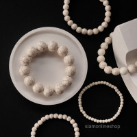 ราคา WHITE TURQUOISE หินเทอร์ควอยส์ สีขาว เลือกขนาดเม็ดหินได้ 4 14 มม สร้อยข้อมือหินแท้ by siamonlineshop (19738580303)