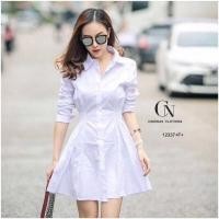 ราคา TW12337 เดรสเชิ้ตสม็อคเอว (3078292049)