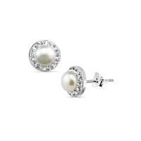 ราคา Silver thai Jewelry ต่างหูคริสตัลเพิร์ลสตั๊ดเงินสเตอร์ลิง crystal pearl stud earrings sterling silver (20515855636)