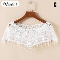 ราคา Recoolผ้าคลุมไหล่ถักโครเชท์สำหรับผู้หญิงเสื้อคลุมไหล่ประดับลูกไม้สไตล์วินเทจแบบสั้นลายฉลุ (5949170068)