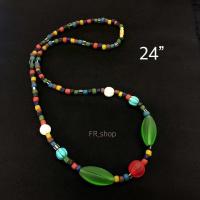 ราคา สร้อยคอลูกปัดโบราณ ลูกปัดหินสี 24 (22767410460)