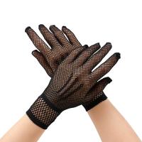 ราคา On sale ถุงมือตาข่ายตาข่ายตาข่ายตาข่ายสำหรับผู้หญิง1คู่ถุงมือผ้าลูกไม้สำหรับผู้หญิงสีดำและสีขาว (22920502917)