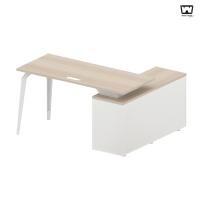 ราคา Work Station Office Desk โต๊ะทำงานพร้อมตู้เก็บของด้านข้างแบบตัวแอล รุ่น Dentor (22773515971)