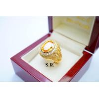 ราคา S R แหวนทองชายบุษราคัมเม็ดละ 9 00 กะรัต ล้อมเพชรเม็ดละ 0 02 ตังค์ เพชรน้ำ100 ขาวสวยไฟดี พร้อมใบรับรองสินค้า เคลือบทองคำแท้100 (22656205011)
