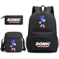 ราคา Cartoon Sonic Schoolbag Three piece Set Sonic The Hedgehog Backpack Large Capacity Student Outdoor Computer Canvas Bag JYUE (22775838778)