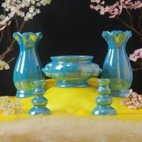 ราคา Set 5 ชิ้น ชุดบูชาหิ้งพระ เครื่องใช้โต๊ะหมู่บูชา กระถางธูปเซรามิค แจกันดอกไม้พระ แจกันเซรามิค เชิงเทียนหน้าพระ (11204079499)