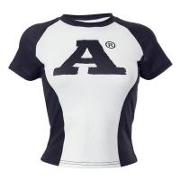 ราคา Local 2 3 Days Delivery Women T shirt Crew Neck Short Sleeve Letters Print Contrast Color Summer Tops Clothes for Casual Daily (22746740770)