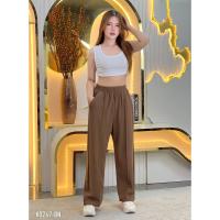 ราคา กางเกงขายาวเอวสูง เอวยางยืด ขายาว ผ้าฮานาโกะ กางเกงขายาวผญ กางเกงขาตรง เอวจั้ม มีกระเป๋า 2 ข้าง K9247 (23011807764)