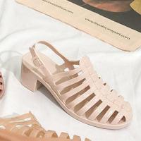 ราคา รองเท้ายาง รองเท้าหนังแก้ว แบบสวมมีรัดส้น หุ้มเท้า ส้นตึก ใส่สบายยางนิ่มไม่กัดเท้า sy163 (22529137562)