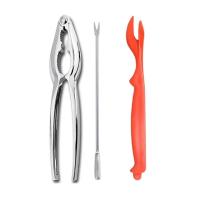 ราคา 3 Piece Seafood Crackers Tools Nut Cracker Crab Forks Kitchen Set Leg Lobster S6C3 Sheller Opener (22466530115)