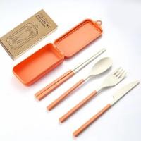 ราคา 4ชิ้นชุดเครื่องใช้บนโต๊ะอาหารส้อมฟางข้าวสาลีแบบพกพาพับได้ชุดเครื่องใช้บนโต๊ะอาหารตะเกียบพับพร้อมกล่องตั้งแคมป์ปิกนิกชุดอุปกรณ์ทานอาหารแบบเดินทาง (20794776490)