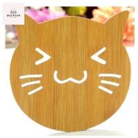 ราคา ที่รองแก้ว แผ่นไม้ ลายใบพัด ลายดอกไม้ ลายแมว 1 ชิ้น (18474444805)