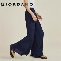 ราคา GIORDANO Women Pants Chiffon Lightweight Pleated Pants Elastic Waist Wide Leg Ruffle Relaxed Fashion Casual Pants 18414908 (21711501777)