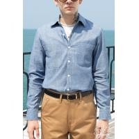 ราคา Simple Raw เสื้อเชิ้ต SL711 Blue Chambray (23055235433)