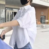 ราคา จัดส่ง 24 ชม เสื้อเชิ้ตสีขาวบาง ๆ ทรงหลวมสำหรับผู้หญิงเสื้อลำลองแขนค้างคาวปีกด้านบน (22236744932)