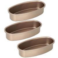 ราคา 3 Pieces Non Stick Oval Shape Cake Pan Cheesecake Loaf Bread Mold Baking Tray for Oven and Baking (22144426035)