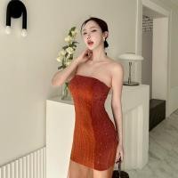 ราคา C23 เดรสเกาะอกดีเทลแต่งผ้าตาข่ายแบบหางปลาทรงชายระบาย (21938982418)