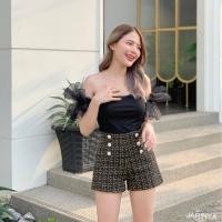 ราคา JARINYA กางเกงผ้าสั้น ผ้าทวิตชาแนล มีซิปด้านข้าง เรียบหรู (1929474068)