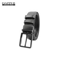 ราคา DAPPER เข็มขัดหนังแท้ Diagonal Reversible Pin Buckle Belt แบบใส่ได้ 2 ด้าน สีดำ (22881459059)