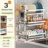 ราคา NBSail ชั้นวางจานสแตนเลส สแตนเลส 304 ชั้นวางถ้วยชาม ที่คว่ำชามจาน ที่คว่ำจาน ชั้นคว่ำชามจาน ชั้นคว่ำจานชาม ที่วางจานชาม Dish Drying Rack (22292934422)
