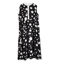 ราคา XITAO Print Sleeveless Stand Collar Dress Polka Dot Contrast Color Casual Loose All match Pullover A line Dress ZY8809 (22318785126)