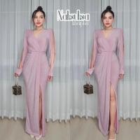 ราคา Dress สวยหรู hisoสุดๆ รุ่น Luxury ชุดออกงาน เพื่อนเจ้าสาว Vi5039 ผ้ากลิตเตอร์ วิ้งๆ (21928721393)