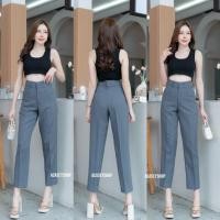 ราคา Acasey กางเกงขายาวผู้หญิง 8ส่วน เอวสูง กระเป๋าปืน ตะขอหน้า เก็บทุกสัดส่วน ไซส์ S 3XL (22427756350)