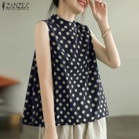 ราคา WGB Pre Sale Esolo ZANZEA Korean Style Women Summer Sleeveless Tanks Holiday Polka Dot Casual Camisole Top KRS 240411 (22559085420)