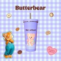 ราคา แก้วเก็บอุณหภูมิน้องหมีเนย ขอบสีทอง ขนาด 750 ml สแตนเลส 304 งานคุณภาพดี สกรีนสวยเนียน พร้อมหลอดสแตนเลส แปรงล้าง ความสูงแก้วน้ำ 21 cm (22473419004)