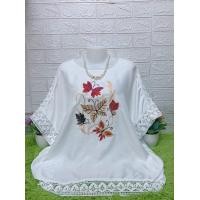 ราคา เสื้อผ้าผู้หญิง ผ้าลินินปักลายสวยๆ รอบอก48 50 52 54 56 ผ้าไม่บาง ติดมุกสวยๆลายปักสวยดูดี (15088986543)
