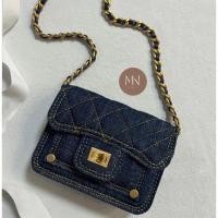 ราคา กระเป๋าสะพายข้างรุ่น Mini Denim bag สายโซ่ (20487223058)