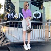 ราคา Mahahengcloset กางเกงยีนส์เอวสูง สามส่วน ผ้ายืด กางเกงยีนส์ Mahahengcloset (22769940783)