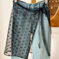 ราคา wa พร้อมส่งจากไทย ผ้าผูกเอวลูกไม้ กระโปรงผูกเอวซีทรู สไตล์วินเทจ (22406375454)