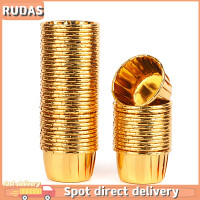 ราคา RUDAS กระดาษห่อคัพเค้กกระดาษฟอยล์ขนาดเล็ก50ชิ้นถ้วยอบคัพเค้กสีเงินทอง (22477171823)