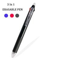 ราคา 3 in 1 Multi Color Press Erasable Pen 0 5mm Red Black and Blue Three Color Heat Gel Pen for Writing (22509570172)