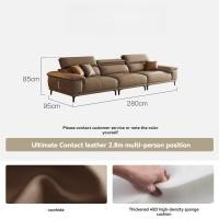 ราคา โซฟารับแขก โซฟาหนังแท้ Genuine Leather sofa Adjustable headrest italian couch living room (21694915735)