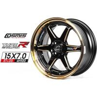 ราคา ล้อแม็ก ขอบ15 Cosmis Type R 15x7 0 4H100 ET35 สีดำขอบทอง ราคาชุด4วง แถมจุ๊บเหล็ก ล้อแท้มีรับประกันนาน6ปีสี1ปี (13301680252)